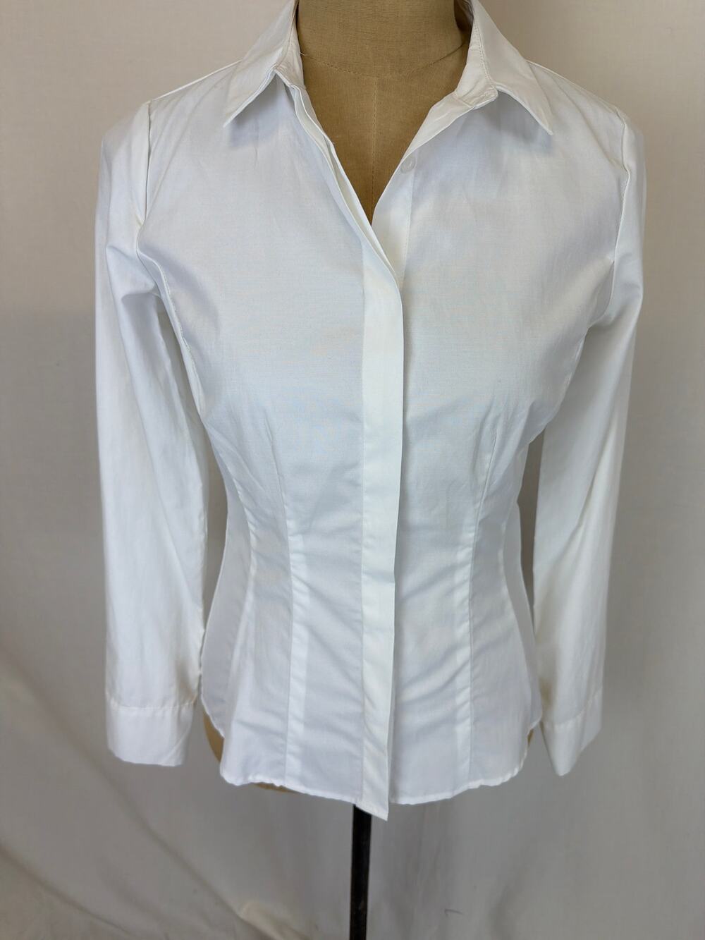 NWT Soya Concept White Recycle Poly Button Front Cotton Blouse XSmall #0507